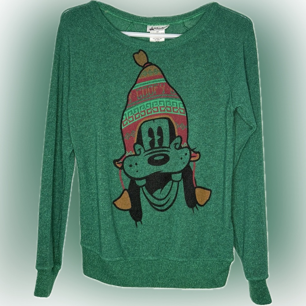 Disney Parks Goofy Christmas Green Sweater Women's Size X-Small